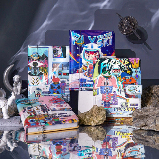 The Milky Way Guardians Notebook with Bookmark and 3D Page -224 Pages A5 magnetic Buckle Soft Leather Cover - Space Bullet Journal
