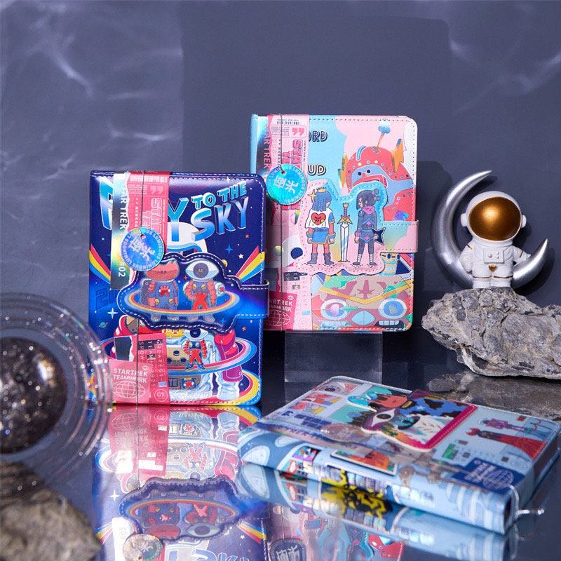 Star Trek Team Notebook with Bookmark and 3D Page -224 Pages A5 magnetic Buckle Soft Leather Cover - Space Bullet Journal