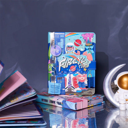 Star Trek Team Notebook with Bookmark and 3D Page -224 Pages A5 magnetic Buckle Soft Leather Cover - Space Bullet Journal