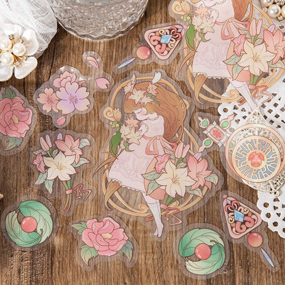 Flower Goddess - 30 Cute Stickers Set with 10 Designs - Cute Girl with Flower Stickers for Planner, Decoration and more - Craft and DIY