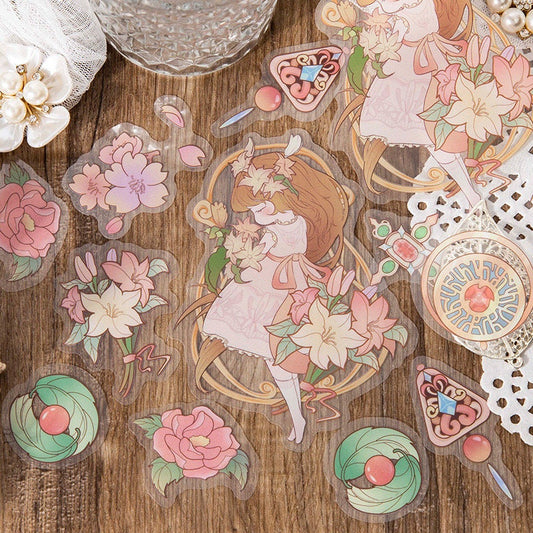 Flower Goddess - 30 Cute Stickers Set with 10 Designs - Cute Girl with Flower Stickers for Planner, Decoration and more - Craft and DIY