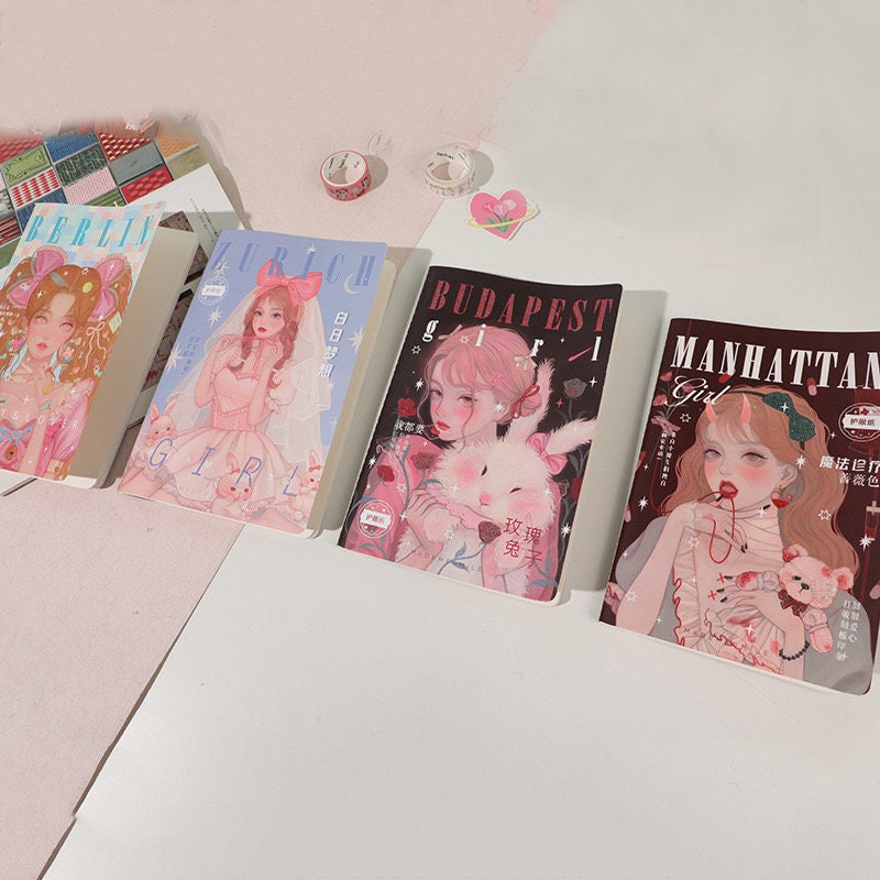 Fashion Girl Notebook with Magazine Style Cover - B5 80 Pages with Lines - Hone Deco Magazine Journal Planner - Craft DIY Stationery