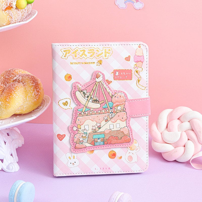 Ice Cream Van Journal with Designed Buckle - Soft Leather Cover Planner- 224 Pages A5 magnetic Buckle Notebooks - Bullet Journal