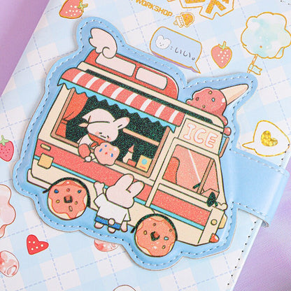 Ice Cream Van Journal with Designed Buckle - Soft Leather Cover Planner- 224 Pages A5 magnetic Buckle Notebooks - Bullet Journal