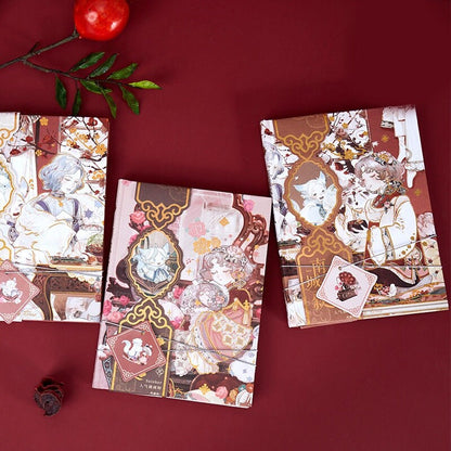 Rose Tea Party Notebook with Bookmark and 3D Page - 160 Pages A5 Magnetic Buckle Hard Cover - Bullet Journal DIY Planner