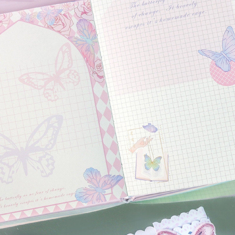 Butterfly Fairyland Journal with Bookmark and 3D Page - Soft Leather Cover Planner- 224 Pages A5 magnetic Buckle Notebooks - Bullet Journal