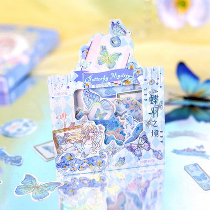 40 Cute Gold Foil Stickers Set with 20 Different Designs- Butterfly Mystery Stickers for Planner, Bullet Journal, Decoration, Craft DIY