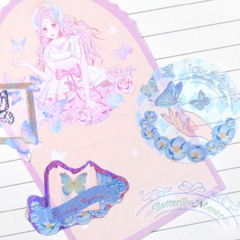 40 Cute Gold Foil Stickers Set with 20 Different Designs- Butterfly Mystery Stickers for Planner, Bullet Journal, Decoration, Craft DIY