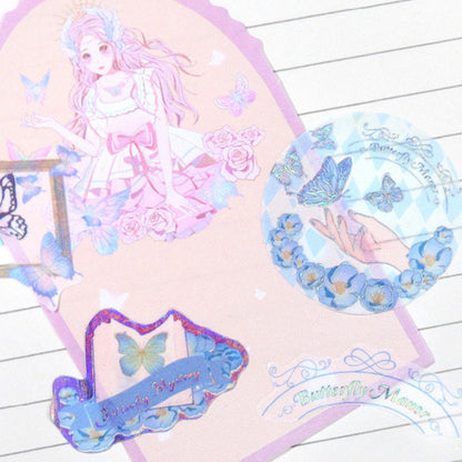 40 Cute Gold Foil Stickers Set with 20 Different Designs- Butterfly Mystery Stickers for Planner, Bullet Journal, Decoration, Craft DIY