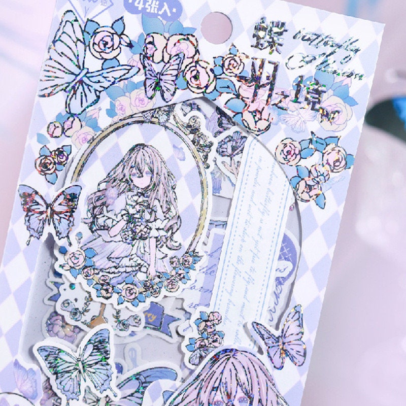 28 Cute Gold Foil Stickers Set with 7 Different Designs- Butterfly Manor Stickers for Planner, Bullet Journal, Decoration, Craft DIY