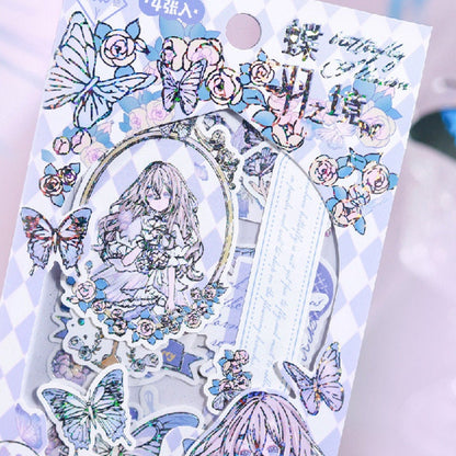 28 Cute Gold Foil Stickers Set with 7 Different Designs- Butterfly Manor Stickers for Planner, Bullet Journal, Decoration, Craft DIY