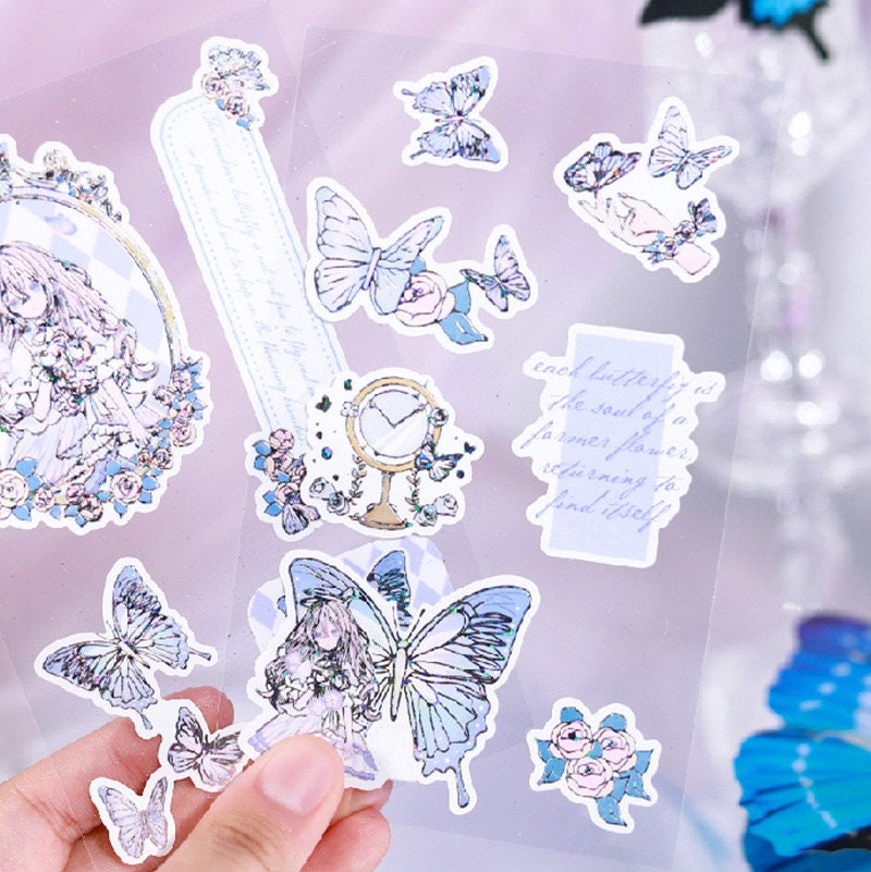 28 Cute Gold Foil Stickers Set with 7 Different Designs- Butterfly Manor Stickers for Planner, Bullet Journal, Decoration, Craft DIY