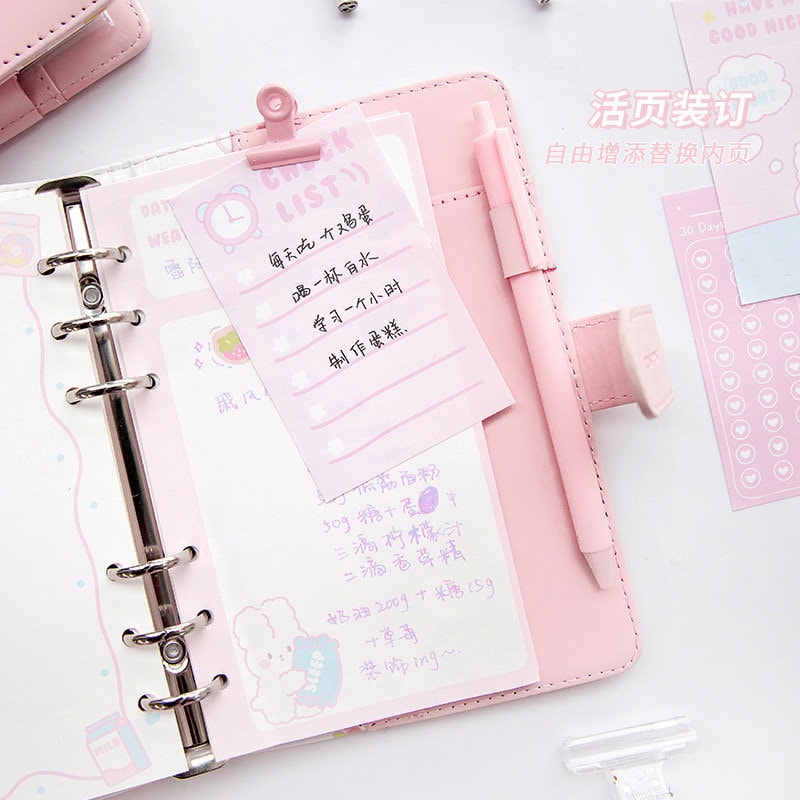 Loose Leaf Planner with Stickers - A5 160 Pages Notebook with PVC Cover  - Pocket Buckle Notebooks  - Planner with Colorful Page