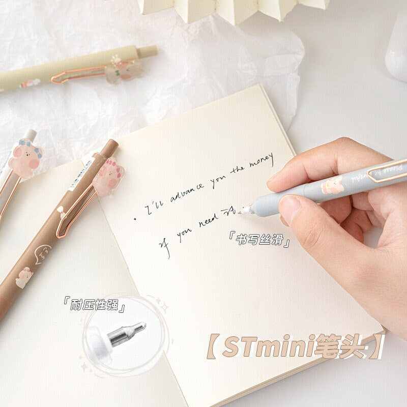 Kawaii  Black Ink Gel Pen 0.5mm Micro Point - 6 Pens Set - Cute Animal Gel Pen - Black Ink - Office Pen - Student Stationery Office Supplier