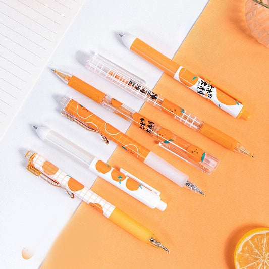 Lucky Orange Black Ink Gel Pen 0.5mm Micro Point - One Pen in a Pack- Kawaii Cute Gel Pen - Office Pen - Student Stationery Office Supplier