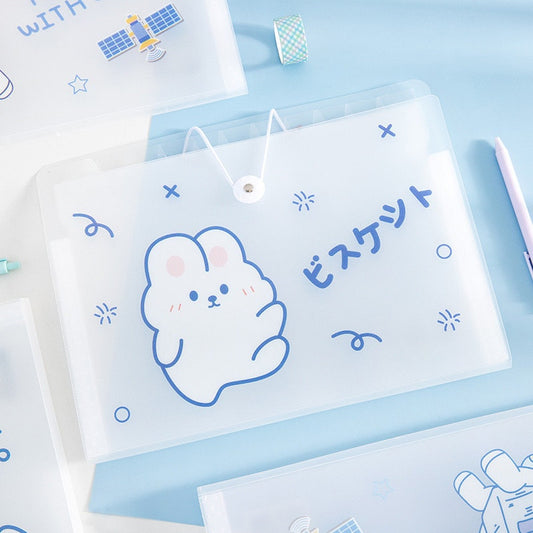 Cute Animal File Folder - 8 or 12 Pocket Folder - Kawaii Decorative Document Keeper for A4 Files - Portable Storage Bag - Organization file