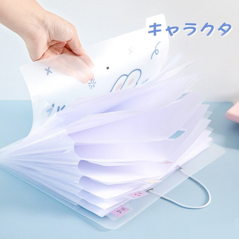 Cute Animal File Folder - 8 or 12 Pocket Folder - Kawaii Decorative Document Keeper for A4 Files - Portable Storage Bag - Organization file