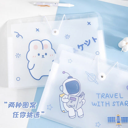 Cute Animal File Folder - 8 or 12 Pocket Folder - Kawaii Decorative Document Keeper for A4 Files - Portable Storage Bag - Organization file