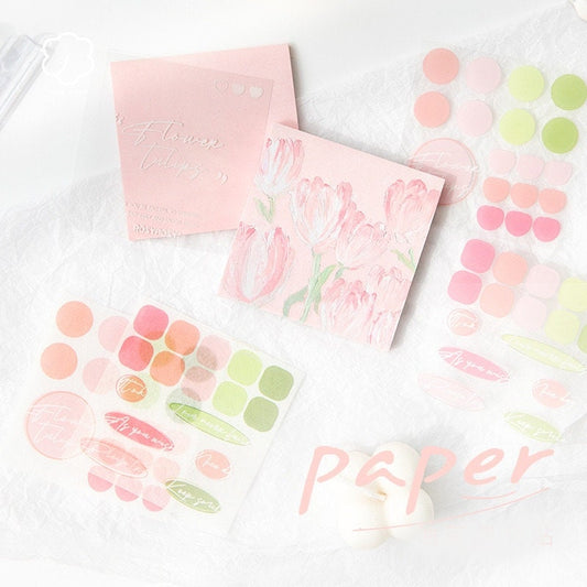 Flower Field Sticky Notes Set - 120 Post Notes 6 PET Stickers and 1 Card for planner, bullet journal, Labels, tags - Craft and DIY