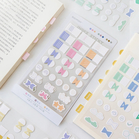 Colorful Sticky Label Set - Reusable 162 Post Notes for School Class Notes, Planner, Bullet Journal, Labels, tags - Craft and DIY